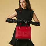 Patrizia (red) - Italian calf leather womens handbag (with shoulder strap)