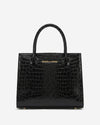 Patrizia (black) - Italian calf leather women's handbag (with shoulder strap)