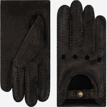 Marcello (black) – Luxurious Italian peccary driving gloves - Leather Gloves Online - Luxury Leather Gloves - 1