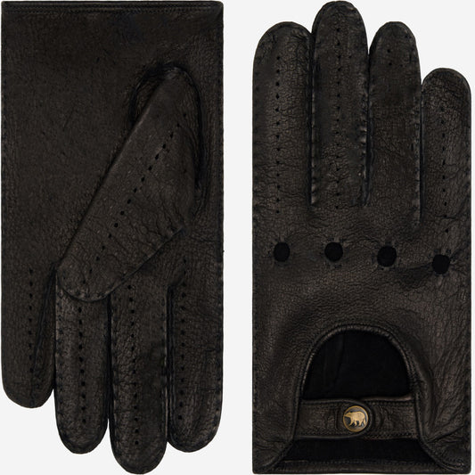 Marcello (black) – Luxurious Italian peccary driving gloves - Leather Gloves Online - Luxury Leather Gloves - 1