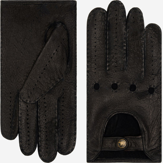 Raffaella (black) – Luxurious Italian peccary driving gloves  - Leather Gloves Online - Luxury Leather Gloves - 1