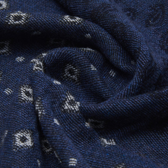 Federico (grey/blue) - warm and soft Italian scarf from wool blend  - Leather Gloves Online - Luxury Italian Scarf - 4