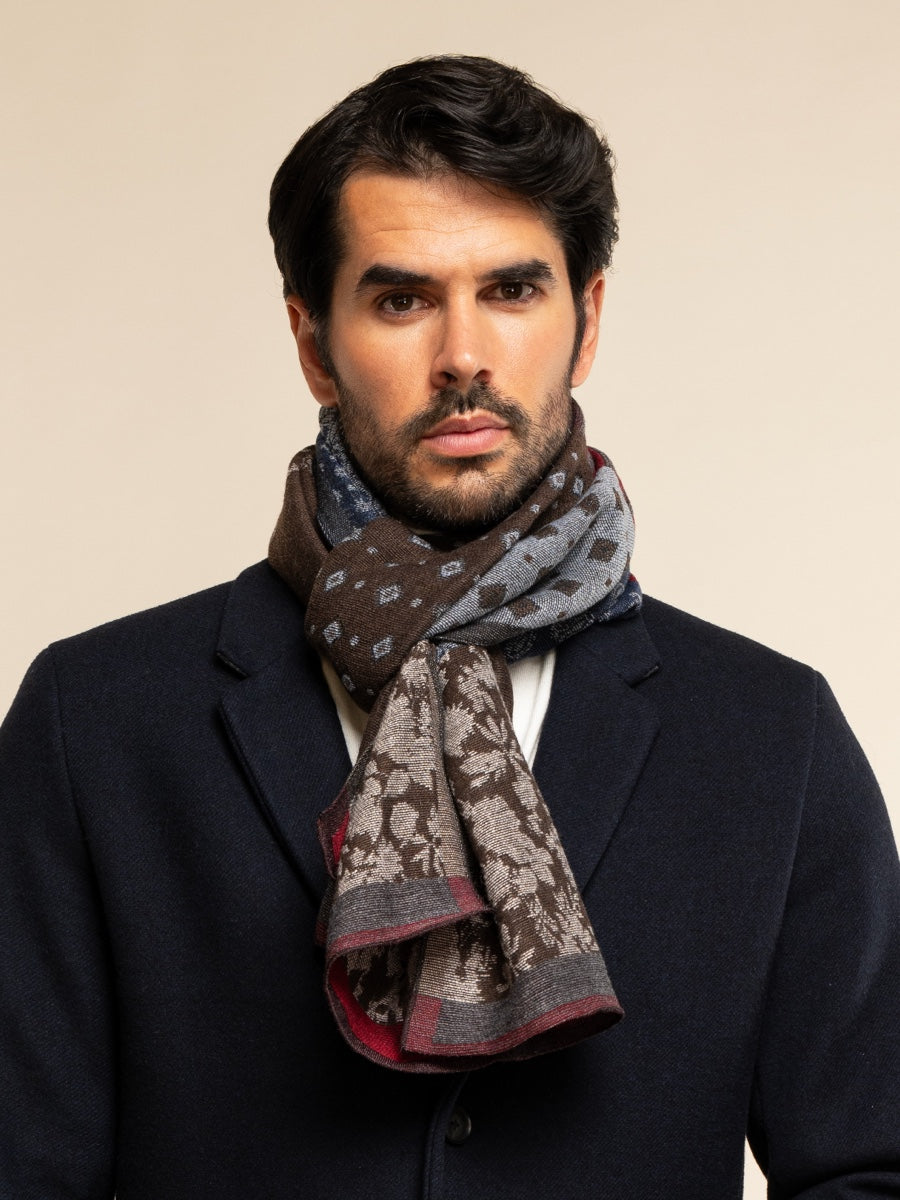 Red/Blue Italian Scarf Men Federico - Leather Gloves Online® - Luxury Leather Gloves - Made in Italy - 2