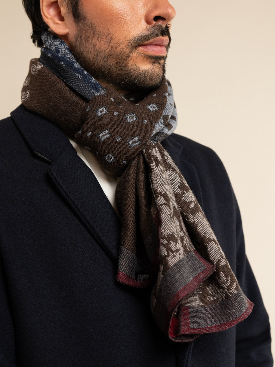 Red/Blue Italian Scarf Men Federico - Leather Gloves Online® - Luxury Leather Gloves - Made in Italy - 12