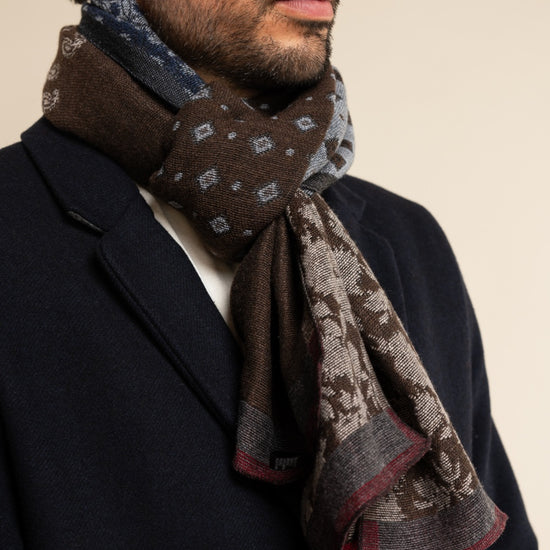 Federico (red/blue) - warm and soft Italian scarf from wool blend
- Leather Gloves Online - Luxury Italian Scarf - 12