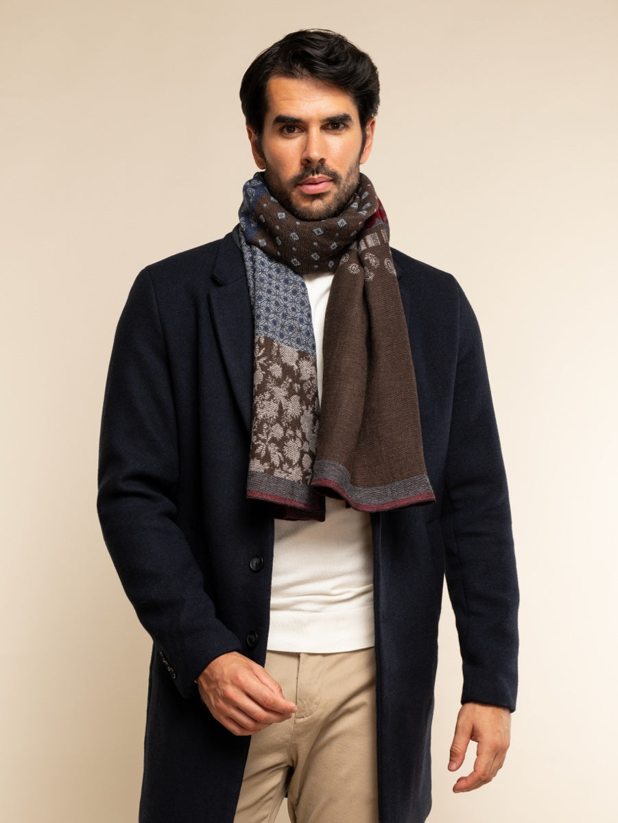 Red/Blue Italian Scarf Men Federico - Leather Gloves Online® - Luxury Leather Gloves - Made in Italy - 13