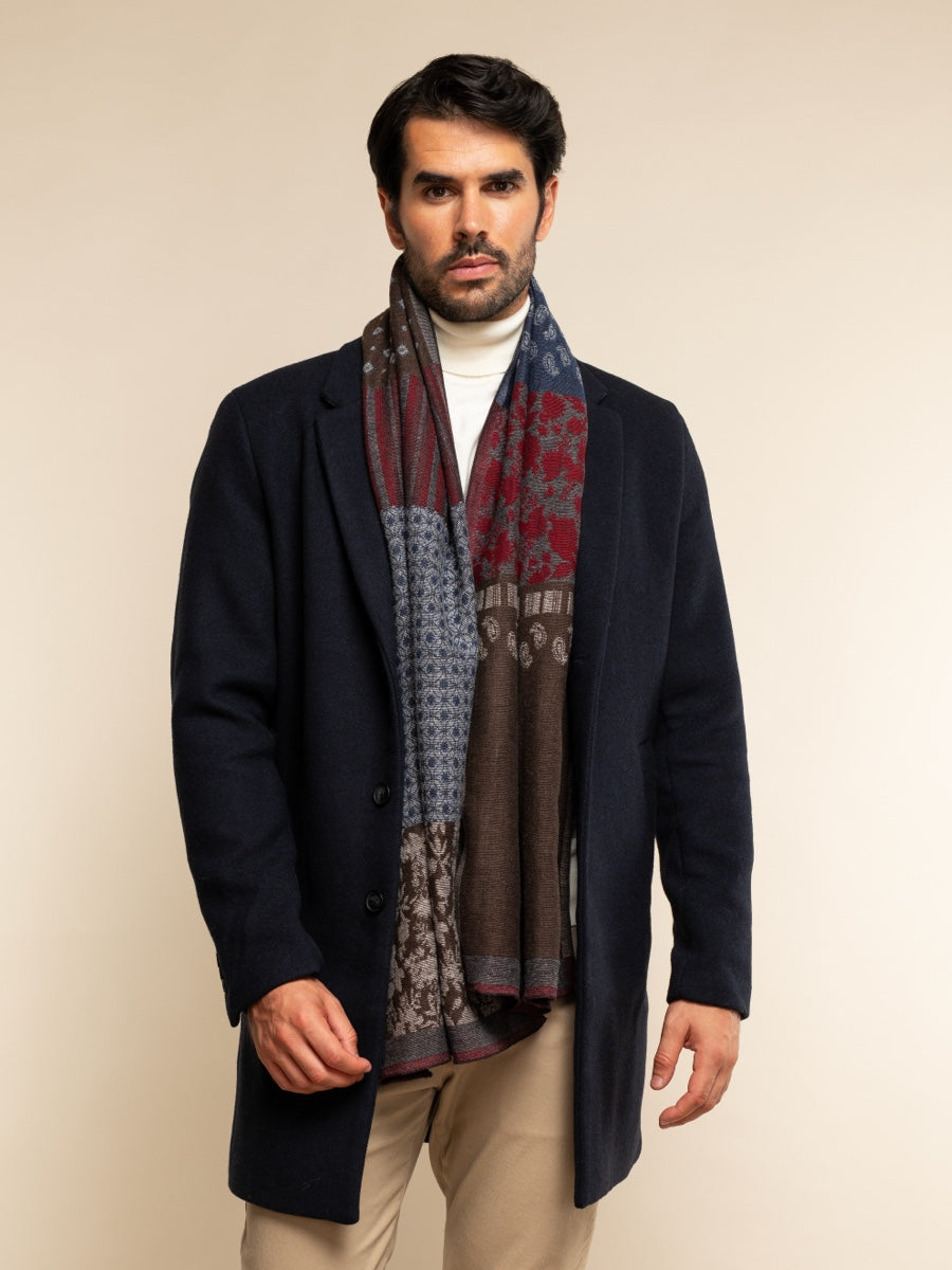 Red/Blue Italian Scarf Men Federico - Leather Gloves Online® - Luxury Leather Gloves - Made in Italy - 10