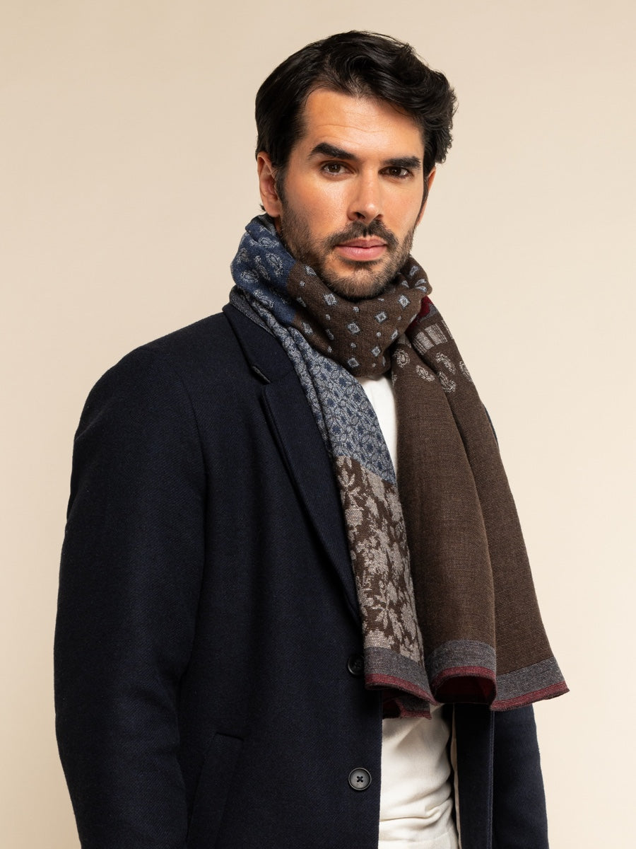 Red/Blue Italian Scarf Men Federico - Leather Gloves Online® - Luxury Leather Gloves - Made in Italy - 8