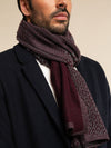Bruno (grey/red) - warm and soft Italian scarf from wool blend - Leather Gloves Online - Luxury Silk Scarf - 8
