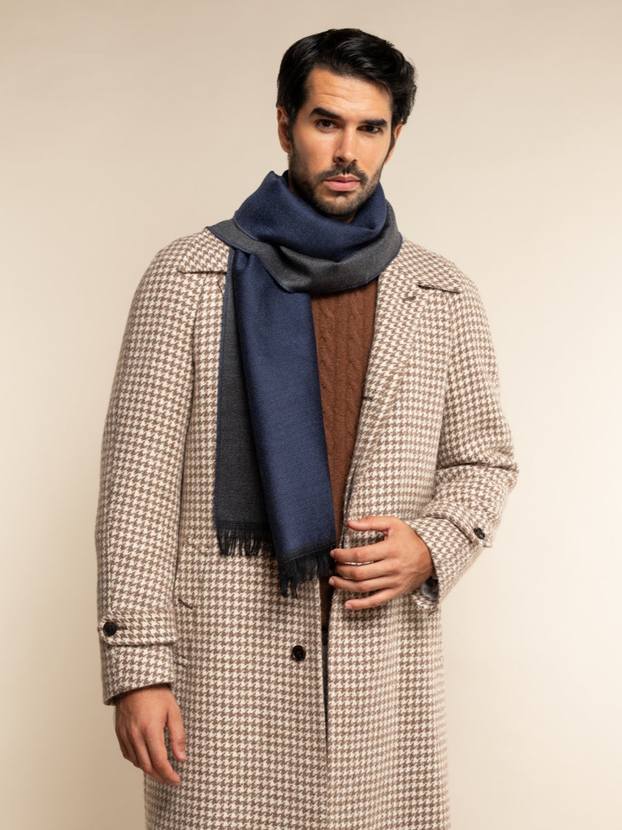 Wool Scarf Blue & Dark Grey Men Romeo - Leather Gloves Online® - Luxury Leather Gloves - Made in Italy - 6