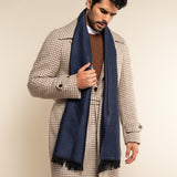 Wool Scarf Blue & Dark Grey Men Romeo - Leather Gloves Online® - Luxury Leather Gloves - Made in Italy - 12