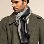 Wool Scarf Blue & Grey Men Romeo - Leather Gloves Online® - Luxury Leather Gloves - Made in Italy - 2