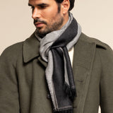 Wool Scarf Blue & Grey Men Romeo - Leather Gloves Online® - Luxury Leather Gloves - Made in Italy - 2