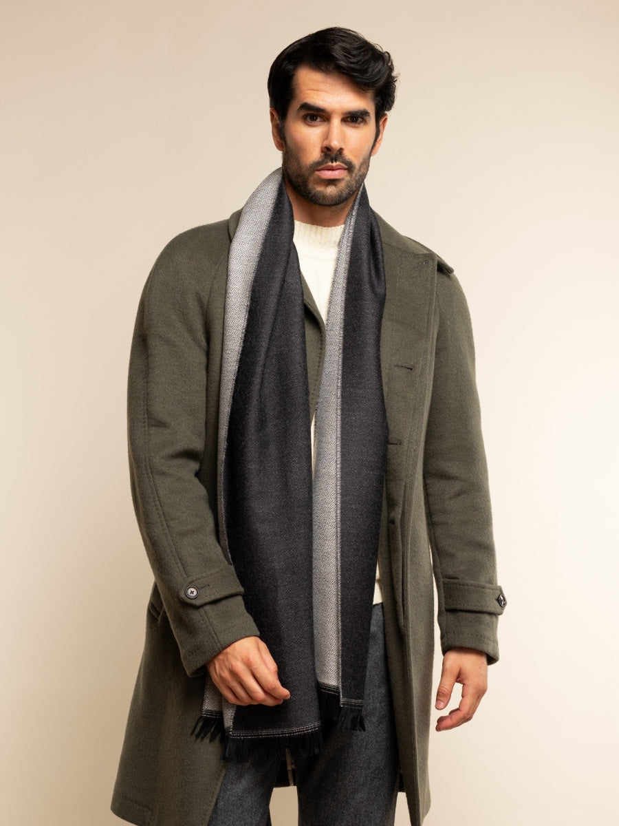 Wool Scarf Blue & Grey Men Romeo - Leather Gloves Online® - Luxury Leather Gloves - Made in Italy - 6