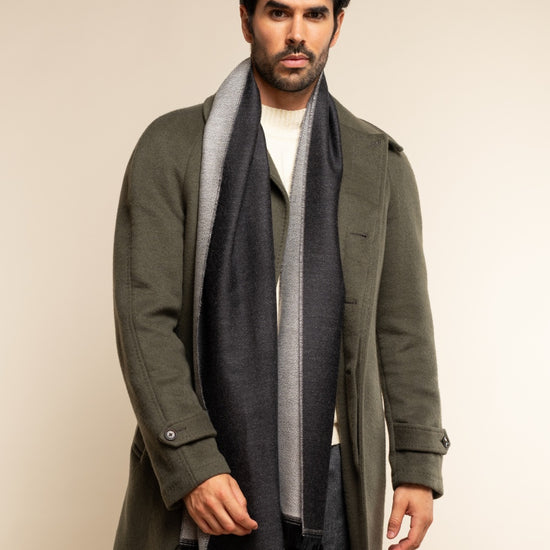 Romeo (blue/grey) - warm and soft scarf from 100% wool - Leather Gloves Online - Luxury Italian Scarf - 6