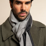 Wool Scarf Blue & Grey Men Romeo - Leather Gloves Online® - Luxury Leather Gloves - Made in Italy - 7