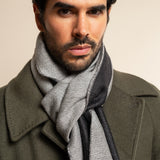 Wool Scarf Blue & Grey Men Romeo - Leather Gloves Online® - Luxury Leather Gloves - Made in Italy - 7