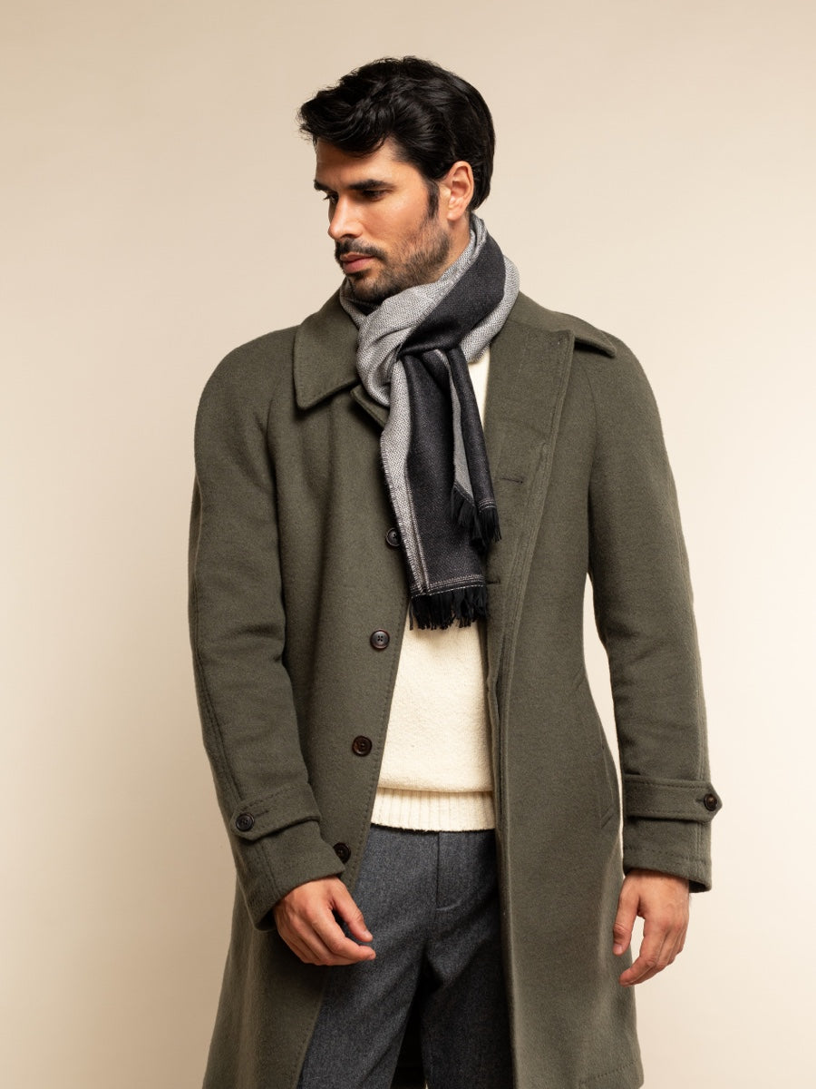 Wool Scarf Blue & Grey Men Romeo - Leather Gloves Online® - Luxury Leather Gloves - Made in Italy - 8