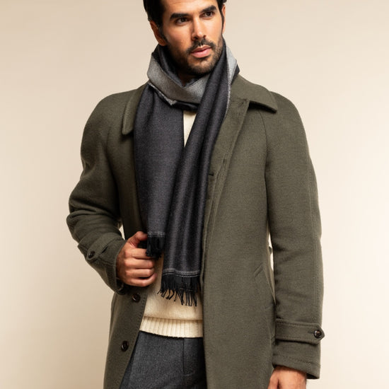 Romeo (blue/grey) - warm and soft scarf from 100% wool - Leather Gloves Online - Luxury Italian Scarf - 9