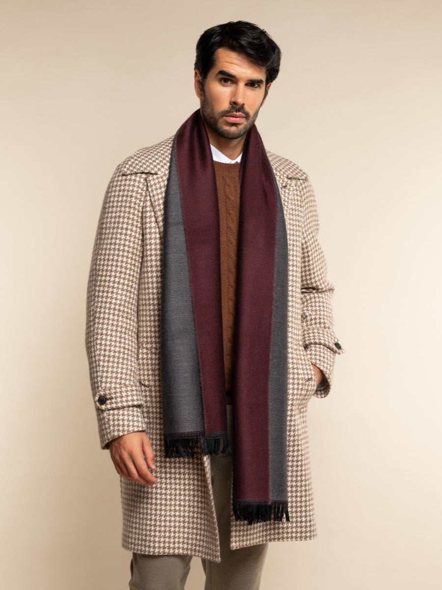 Wool Scarf Red & Grey Men Romeo - Leather Gloves Online® - Luxury Leather Gloves - Made in Italy - 7