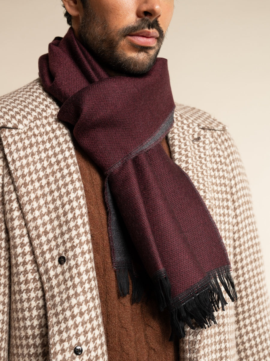 Wool Scarf Red & Grey Men Romeo - Leather Gloves Online® - Luxury Leather Gloves - Made in Italy - 8