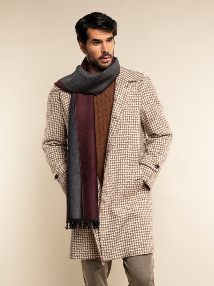 Wool Scarf Red & Grey Men Romeo - Leather Gloves Online® - Luxury Leather Gloves - Made in Italy - 10