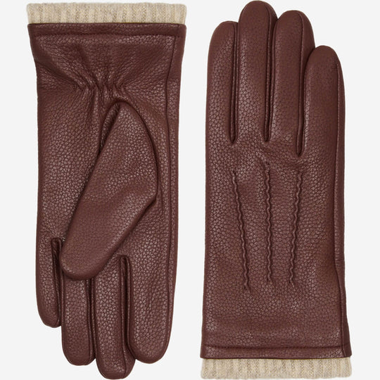 Raya (brown) – Deerskin leather gloves with warm wool lining