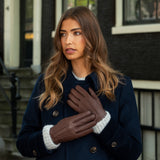 Raya (brown) – Deerskin leather gloves with warm wool lining