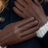 Raya (brown) – Deerskin leather gloves with warm wool lining