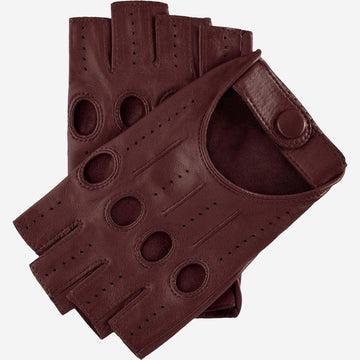 Rossana (cordovan) - Italian fingerless lambskin leather driving gloves - Leather Gloves Online - Luxury Leather Gloves - 1