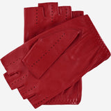 Rossana (red) - Italian fingerless lambskin leather driving gloves