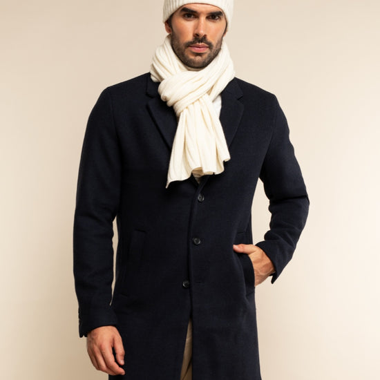 Napoli (cream) - 100% cashmere ribbed scarf (unisex)- Leather Gloves Online - Luxury Italian Scarf - 8