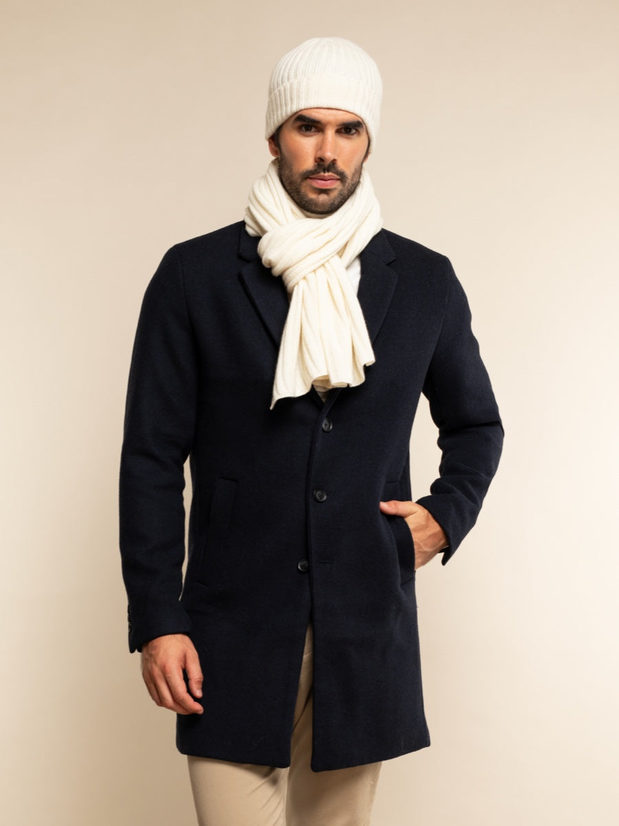 Napoli (cream) - 100% cashmere ribbed scarf (unisex)- Leather Gloves Online - Luxury Italian Scarf - 8