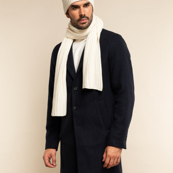 Napoli (cream) - 100% cashmere ribbed scarf (unisex)- Leather Gloves Online - Luxury Italian Scarf - 14