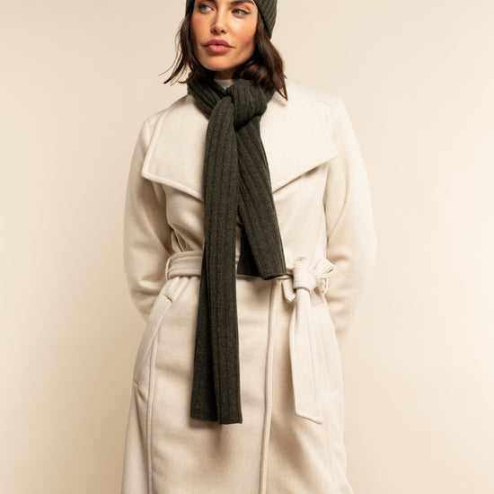 Napoli (dark green) - 100% cashmere ribbed scarf (unisex)- Leather Gloves Online - Luxury Italian Scarf - 11