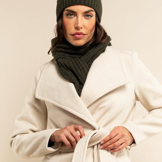 Napoli (dark green) - 100% cashmere ribbed scarf (unisex)- Leather Gloves Online - Luxury Italian Scarf - 16