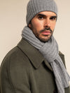 Napoli (light grey) - 100% cashmere ribbed scarf (unisex)- Leather Gloves Online - Luxury Italian Scarf - 12