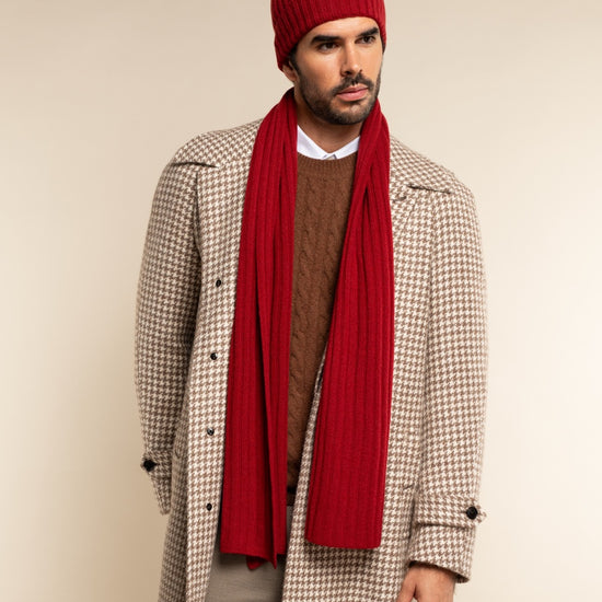 Napoli (red) - 100% cashmere ribbed scarf (unisex)- Leather Gloves Online - Luxury Italian Scarf - 12