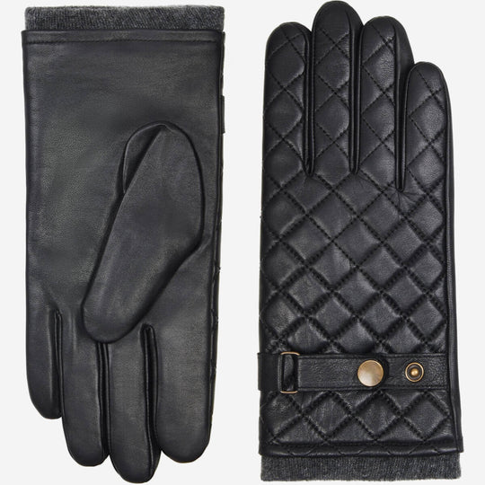 Sebastian (black) – Sheepskin leather gloves with snap closure & touchscreen feature