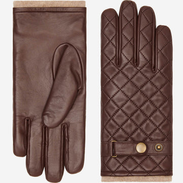 Sebastian (brown) – Sheepskin leather gloves with snap closure & touchscreen feature