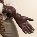 Sebastian (brown) – Sheepskin leather gloves with snap closure & touchscreen feature
