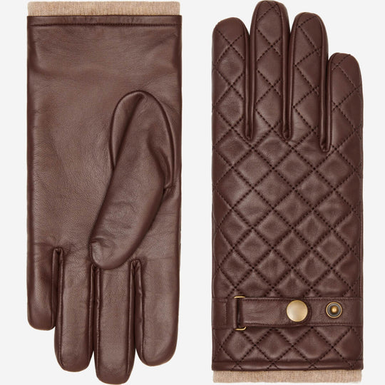 Sebastian (brown) – Sheepskin leather gloves with snap closure & touchscreen feature