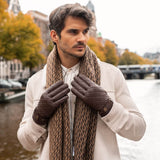 Sebastian (brown) – Sheepskin leather gloves with snap closure & touchscreen feature