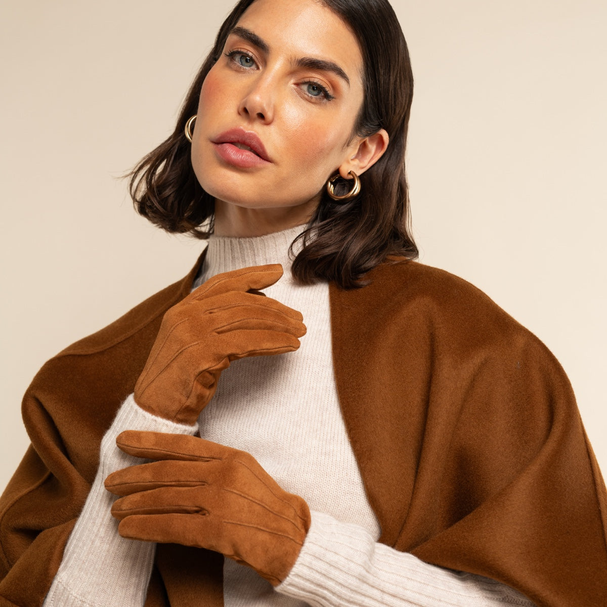 Suede Leather Gloves Cognac Women Silvia - Leather Gloves Online® - Luxury Leather Gloves - Made in Italy - 12