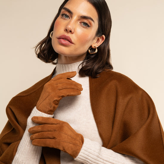 Silvia (cognac) - suede leather gloves with luxurious cashmere lining - Leather Gloves Online - Luxury Leather Gloves - 12