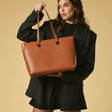 Simona (cognac) - Italian calf leather women's shoulder bag