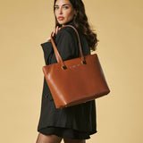 Simona (cognac) - Italian calf leather women's shoulder bag