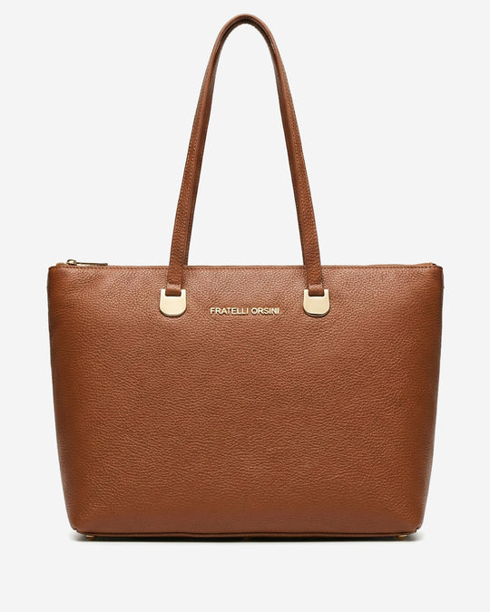 Simona (cognac) - Italian calf leather women's shoulder bag