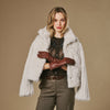 Skylar (brown) – Extra-long sheepskin leather gloves with wool/cashmere lining & touchscreen capability