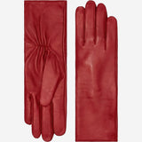 Skylar (red) – Extra-long sheepskin leather gloves with wool/cashmere lining & touchscreen capability